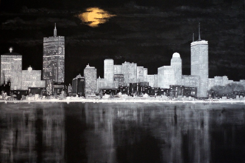 Click here to view Golden Moon Across The Charles by ROBERT CROOKER ART 