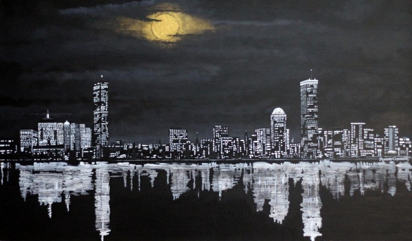 Click here to view Golden Moon Over Boston by ROBERT CROOKER ART 