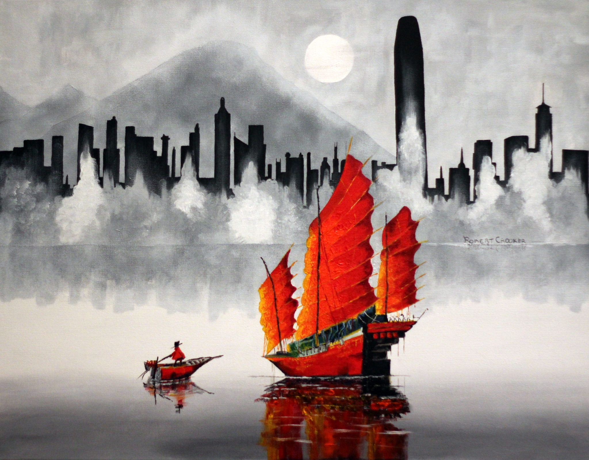 Click here to view Junk, Hong Kong by ROBERT CROOKER ART 