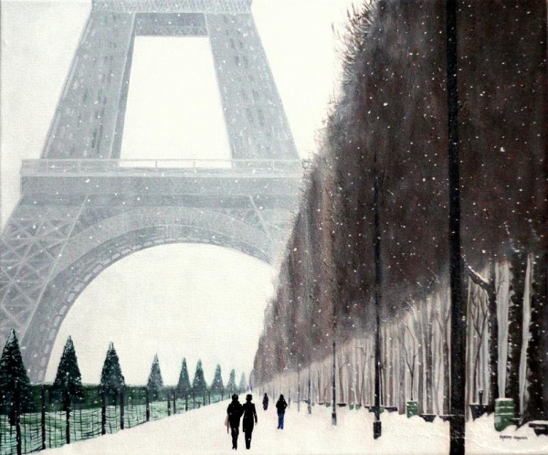 Click here to view Neige sur Champ de Mars  by ROBERT CROOKER ART 